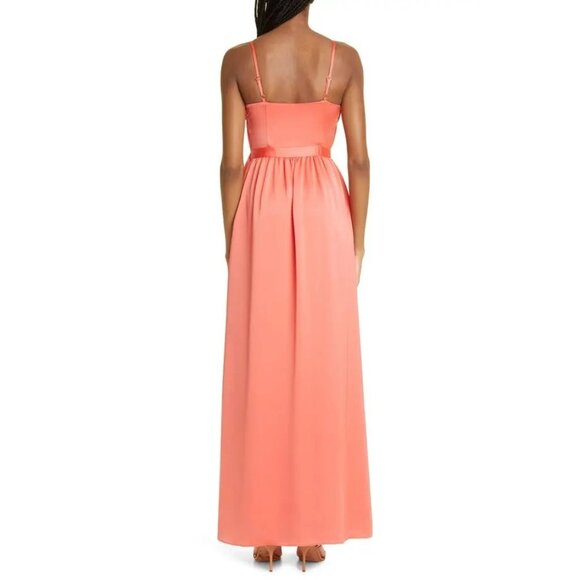 RAMY BROOK Becky Plunge Neck Satin Gown Guava Size 4 NWT $645 - Picture 4 of 7